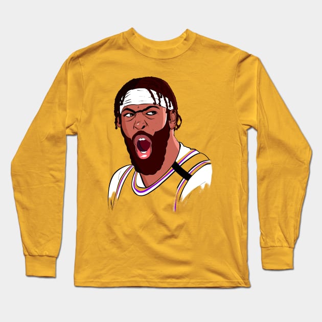 Anthony Davis Los Angeles Lakers Long Sleeve T-Shirt by portraiteam